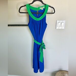 Sharagano Blue and Green Midi Dress